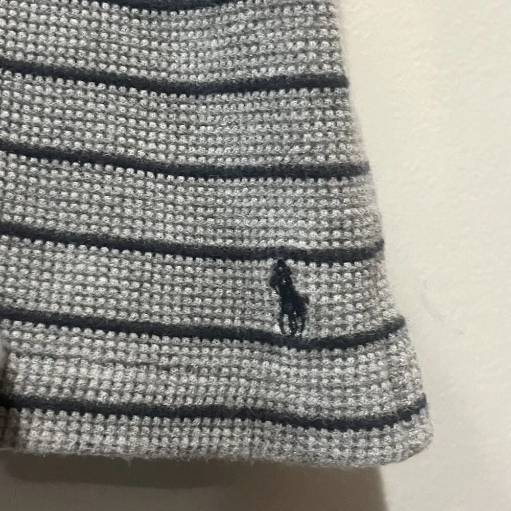 Polo Ralph Lauren Polo Shirt Men’s 2X Gray Striped‎ Waffle Knit Cotton Preppy